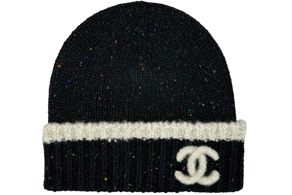 EM Sneakers Chanel Cloche Black Multicolor CC Logo Beanie AA8630 Black/Ecru