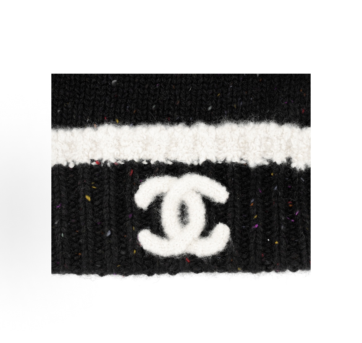 EM Sneakers Chanel Cloche Black Multicolor CC Logo Beanie AA8630 Black/Ecru