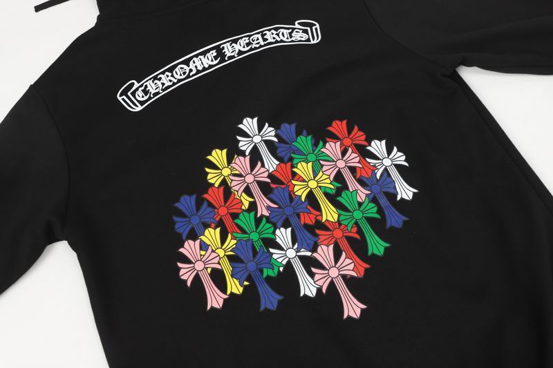 EM Sneakers Chrome Hearts 25FW Colorful Cross Print Zip-Up Hoodie Black