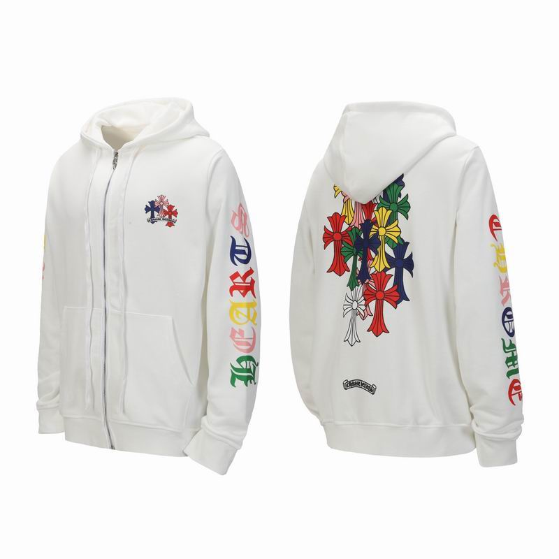 EM Sneakers Chrome Hearts 25FW Colorful Cross Print Zip-Up Hoodie White