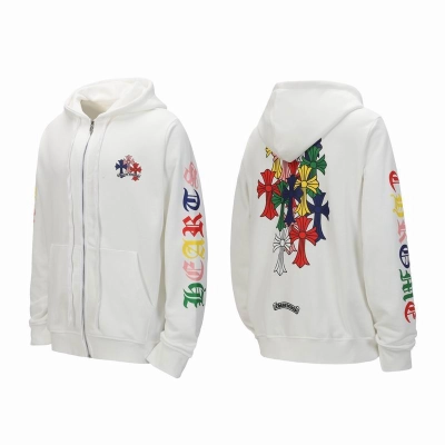 EM Sneakers Chrome Hearts 25FW Colorful Cross Print Zip-Up Hoodie White 01