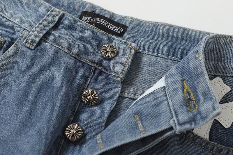 EM Sneakers Chrome Hearts Black and White Cross-patterned Jeans Blue