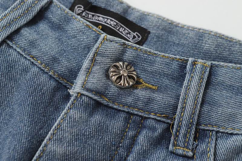 EM Sneakers Chrome Hearts Black and White Cross-patterned Jeans Blue