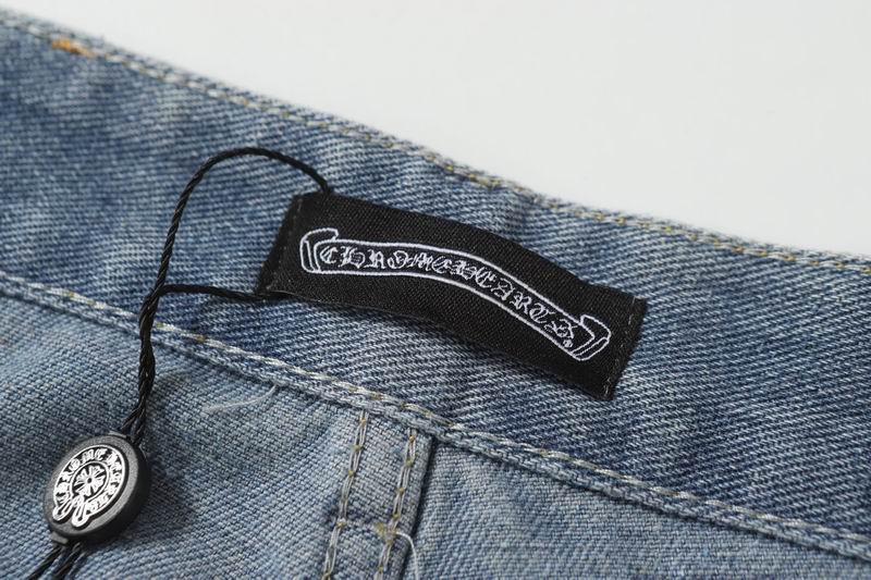 EM Sneakers Chrome Hearts Black and White Cross-patterned Jeans Blue