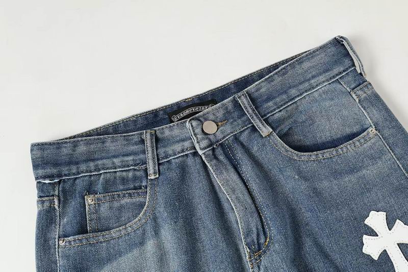 EM Sneakers Chrome Hearts Black and White Cross-patterned Jeans with Sanskrit on the Back