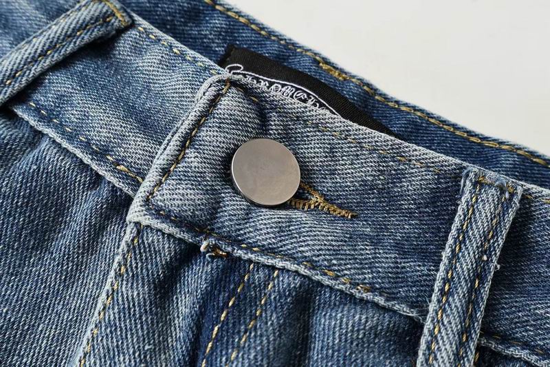 EM Sneakers Chrome Hearts Black and White Cross-patterned Jeans with Sanskrit on the Back