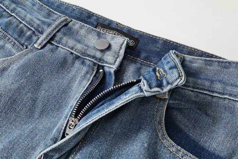 EM Sneakers Chrome Hearts Black and White Cross-patterned Jeans with Sanskrit on the Back