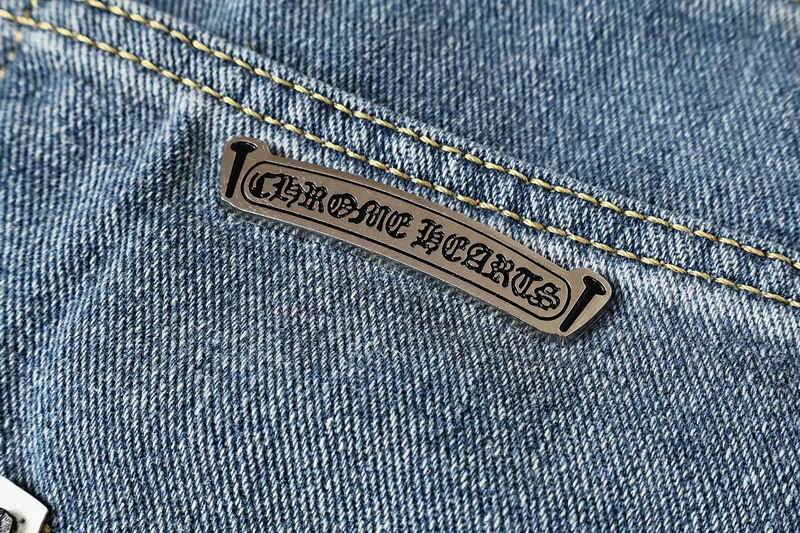 EM Sneakers Chrome Hearts Black and White Cross-patterned Jeans with Sanskrit on the Back