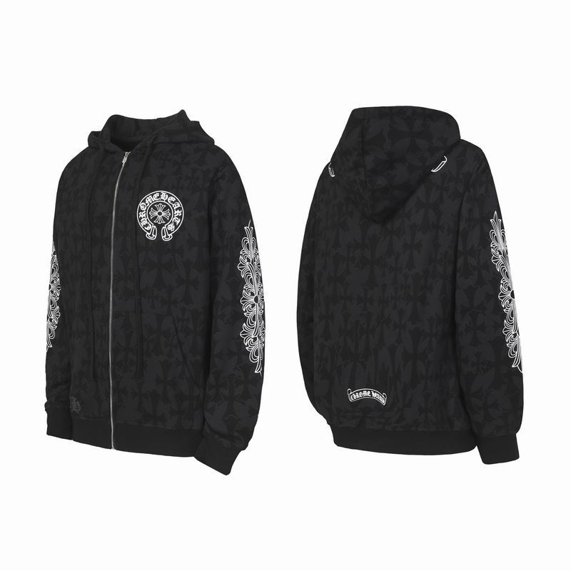 EM Sneakers Chrome Hearts Cross Flower Arm Zipper Hoodie 24SS Black