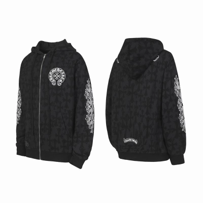 EM Sneakers Chrome Hearts Cross Flower Arm Zipper Hoodie 24SS Black 01