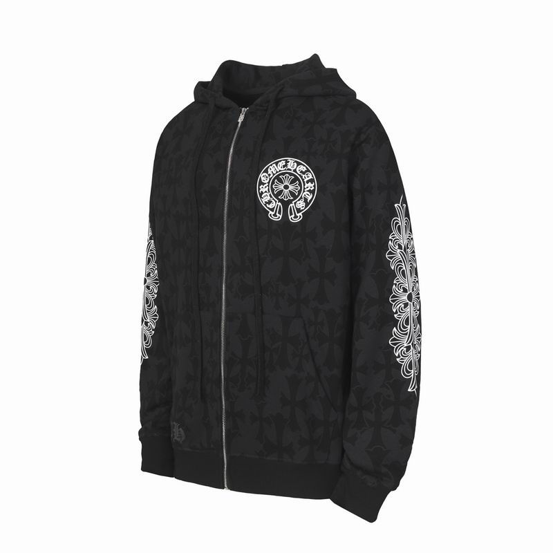 EM Sneakers Chrome Hearts Cross Flower Arm Zipper Hoodie 24SS Black