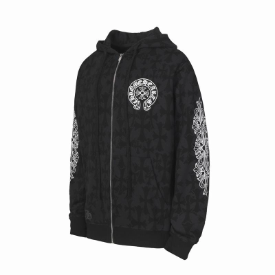EM Sneakers Chrome Hearts Cross Flower Arm Zipper Hoodie 24SS Black 02
