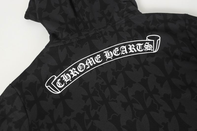 EM Sneakers Chrome Hearts Cross Flower Arm Zipper Hoodie 24SS Black