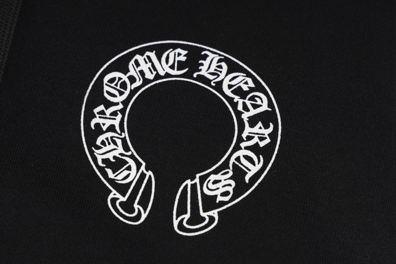 EM Sneakers Chrome Hearts Horseshoe Floral Cross-Sleeve Zip Up Hoodie Black White