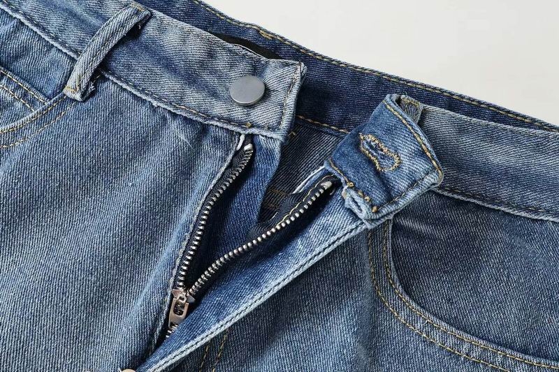 EM Sneakers Chrome Hearts Red and White Cross-patterned Jeans with Sanskrit on the Back