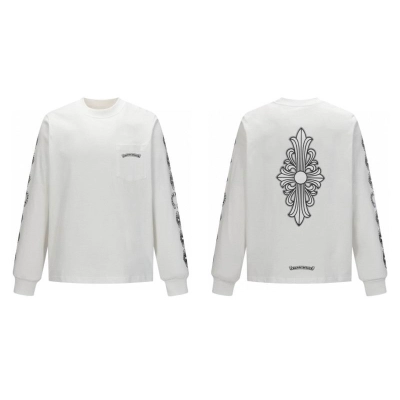 EM Sneakers Chrome Hearts CH 25ss Back Cross Round Neck Long Sleeve White 01