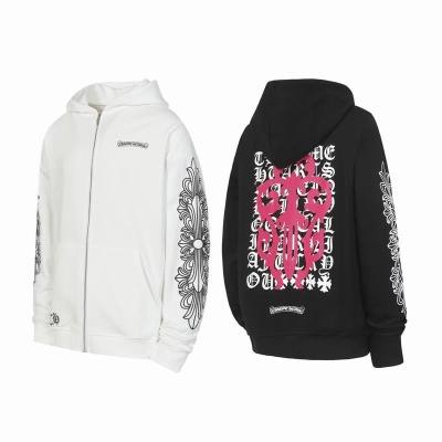 EM Sneakers Chrome Hearts Dagger Eyechart Zip-Up Hoodie Black/White 01