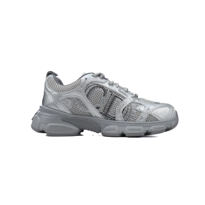 EM Sneakers Dior Chrono Sneaker Mesh with Gray and Silver Leather-Effect Panels 02