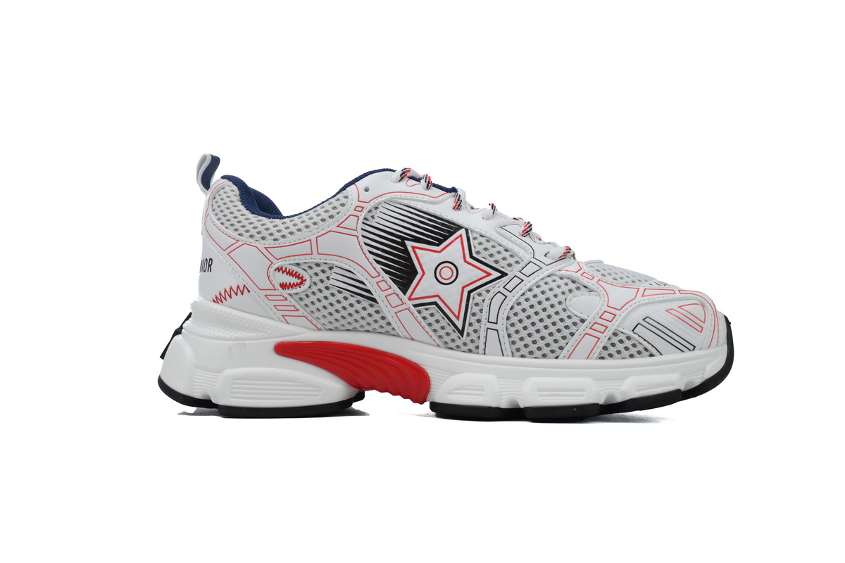 EM Sneakers Dior Chrono Sneaker Mesh with White and Red Leather-Effect Panels