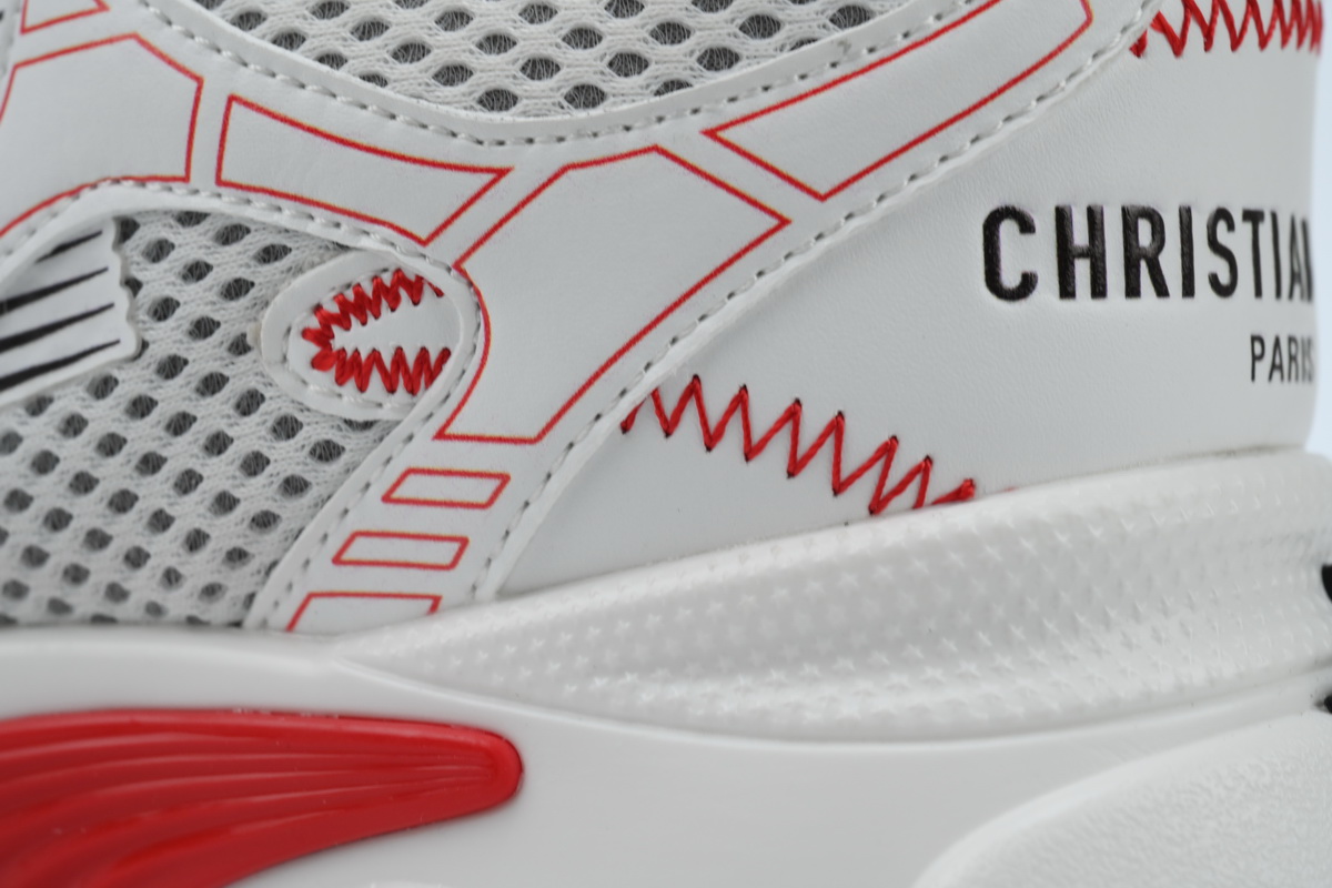 EM Sneakers Dior Chrono Sneaker Mesh with White and Red Leather-Effect Panels