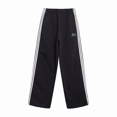 EM Sneakers Balenciaga Embroidered-Striped Track Black Pant  01