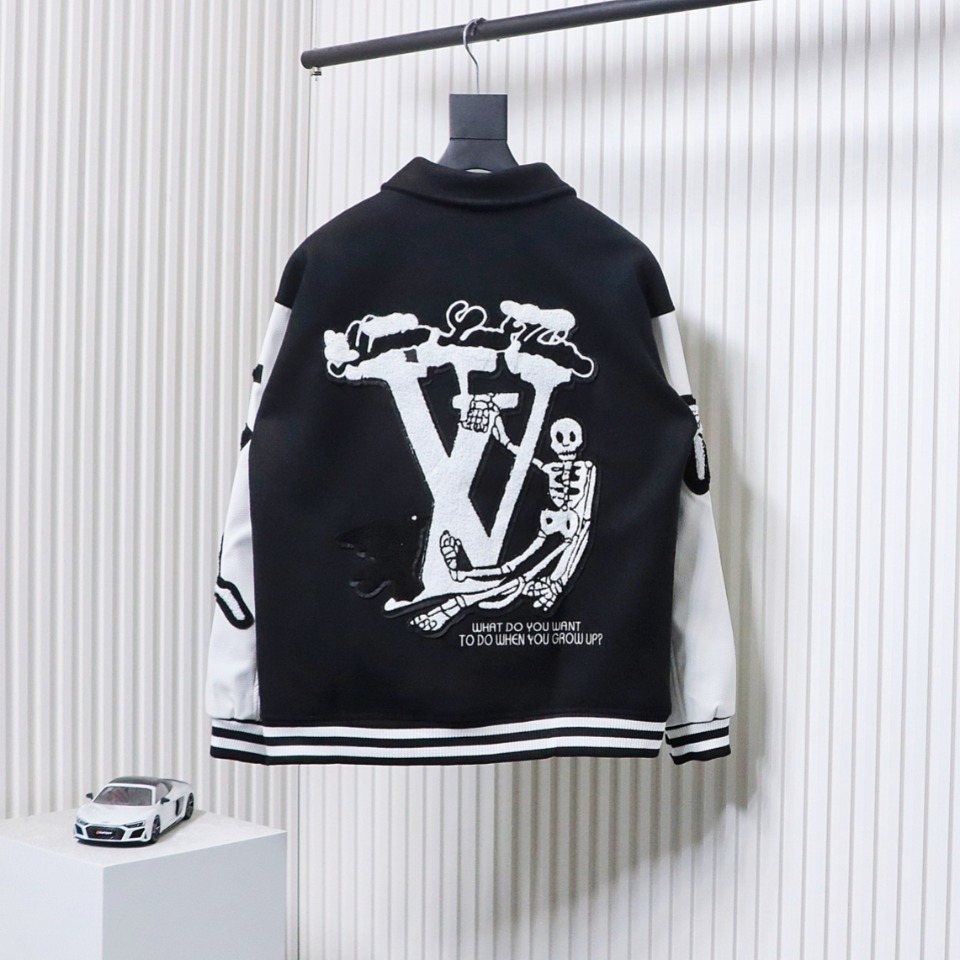 EM Sneakers Louis Vuitton Varsity Leather Jacket Black