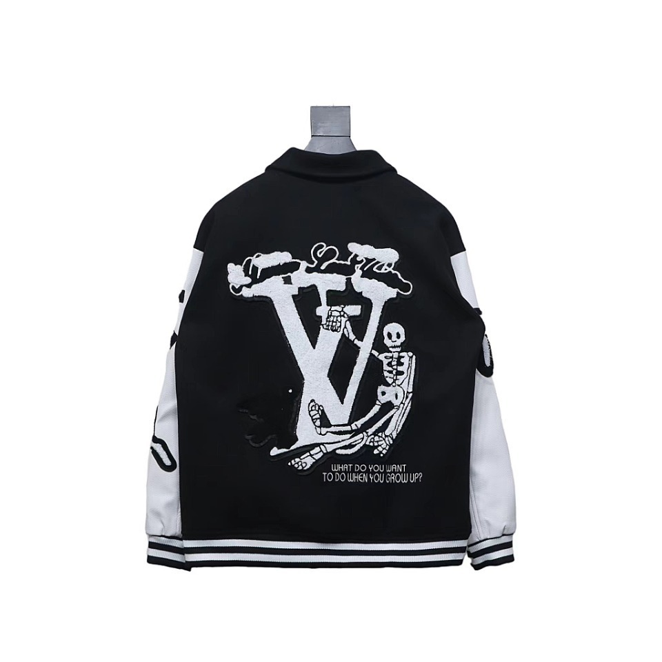 EM Sneakers Louis Vuitton Varsity Leather Jacket Black