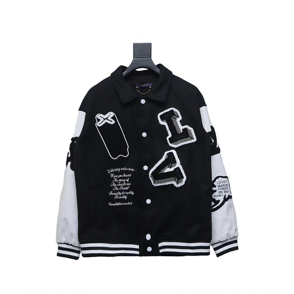EM Sneakers Louis Vuitton Varsity Leather Jacket Black