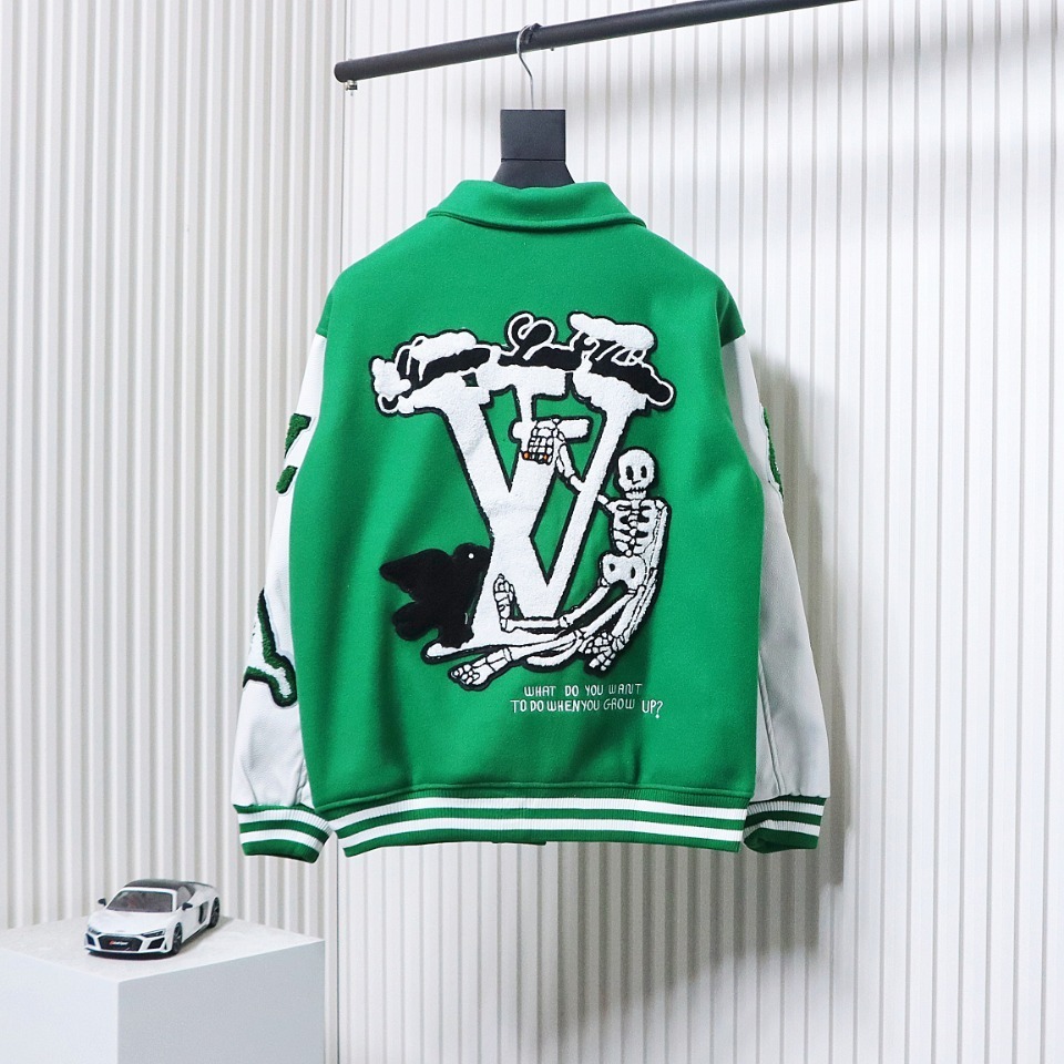 EM Sneakers Louis Vuitton Varsity Leather Jacket Green
