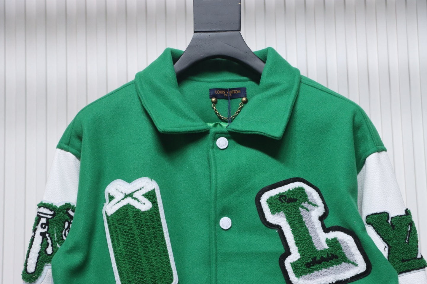 EM Sneakers Louis Vuitton Varsity Leather Jacket Green