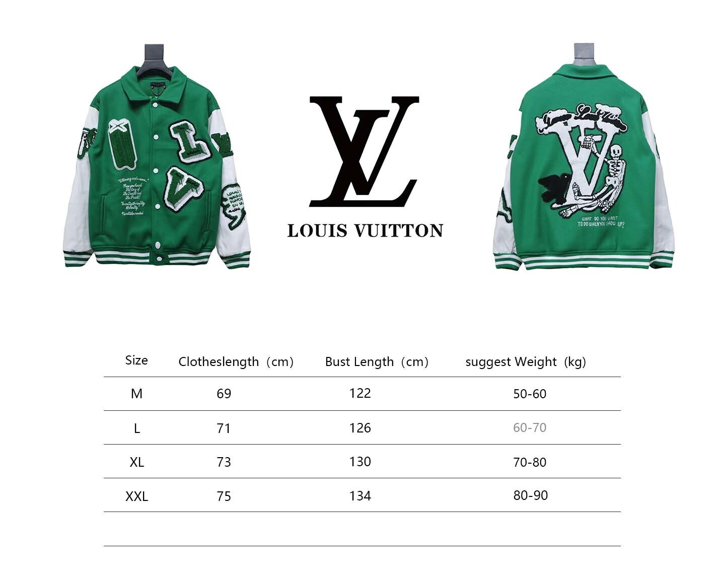 EM Sneakers Louis Vuitton Varsity Leather Jacket Green