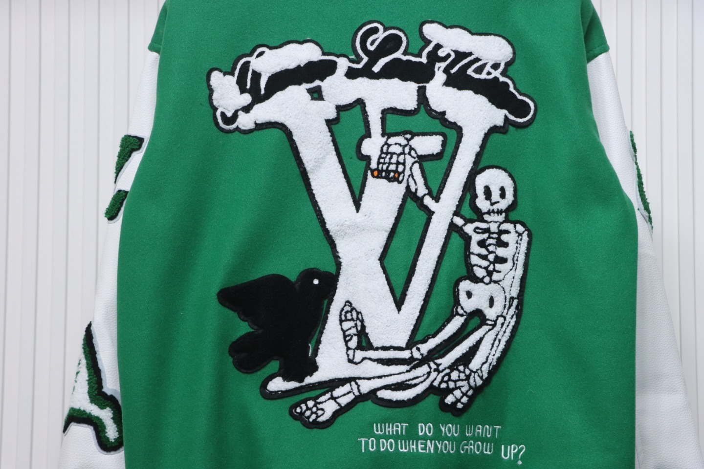 EM Sneakers Louis Vuitton Varsity Leather Jacket Green