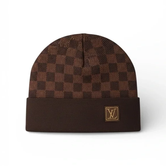 EM Sneakers Louis Vuitton Damier Check Pattern Beanie Brown