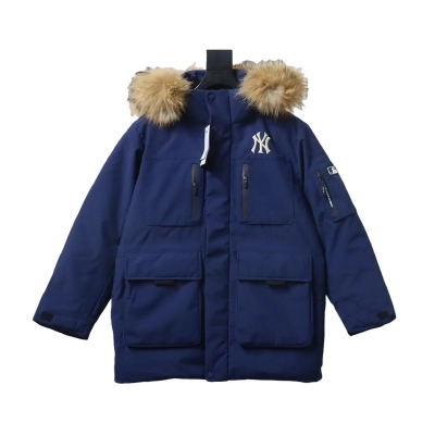 EM Sneakers MLB 2nd Generation Navy Workwear Down Jacket with Large Fur Collar 01