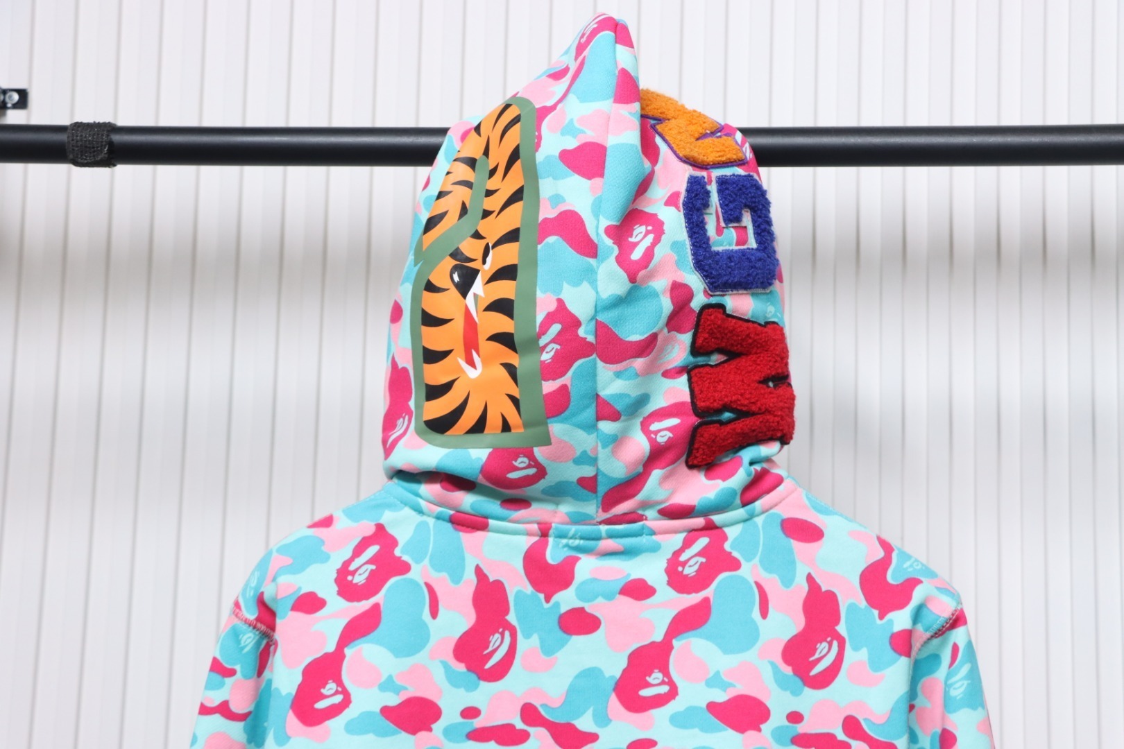 EM Sneakers BAPE Miami Co-Branded Double Hooded Shark Head Zip Hoodie 