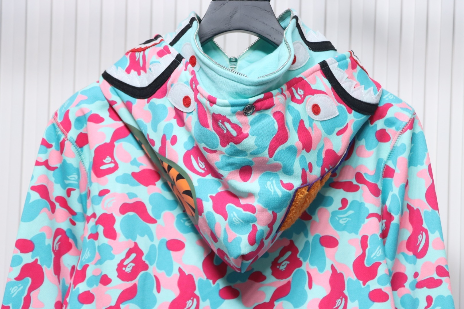 EM Sneakers BAPE Miami Co-Branded Double Hooded Shark Head Zip Hoodie 