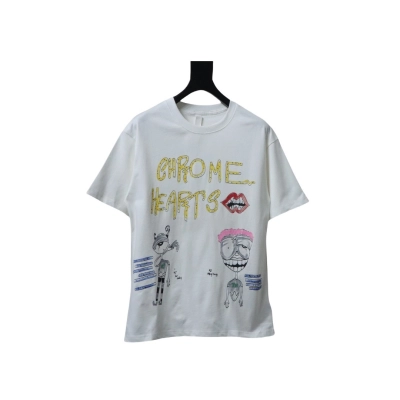 EM Sneakers Chrome Hearts CH Graffiti Cartoon Short-Sleeve T-Shirt White 01