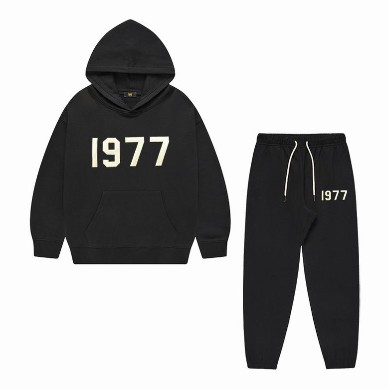 EM Sneakers Fear of God Hoodie & Sweatpant Set 1977 Letter Logo -16031 Black