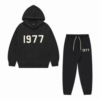 EM Sneakers Fear of God Hoodie & Sweatpant Set 1977 Letter Logo -16031 Black 01