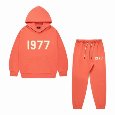 EM Sneakers Fear of God Hoodie & Sweatpant Set 1977 Letter Logo -16031 Orange 01