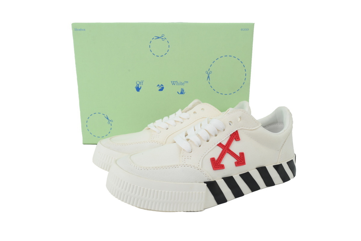 EM Sneakers Off-White Vulc Low Top White Red