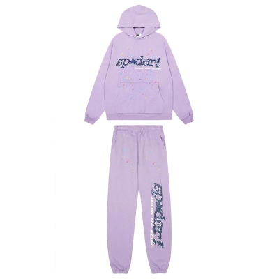 EM Sneakers Sp5der Hoodie & Sweatpant Set Acai Purple 01