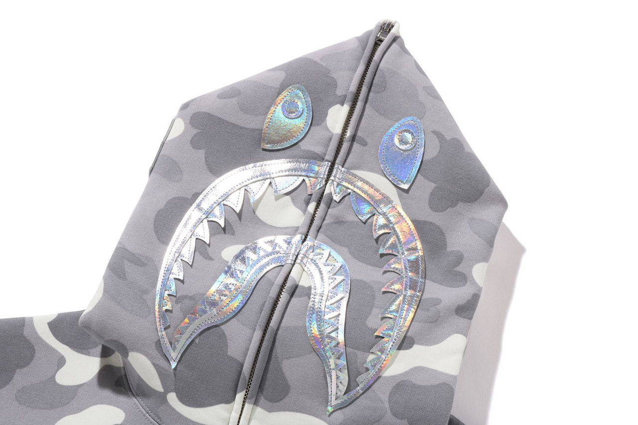 EM Sneakers BAPE City Camo Shark Full Zip Hoodie Gray