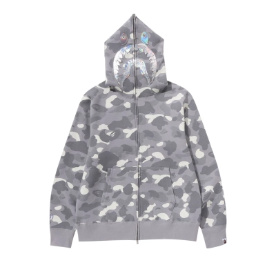 EM Sneakers BAPE City Camo Shark Full Zip Hoodie Gray 01