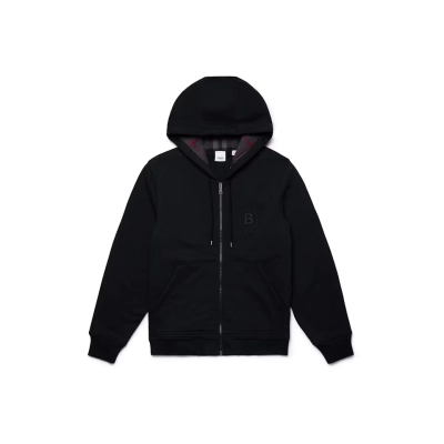 EM Sneakers Burberry Letter Graphic Cotton Blend Zip Hoodie Black 01
