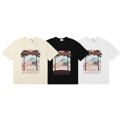 EM Sneakers Rhude T-shirt -50168 Black /White /Apricot 01