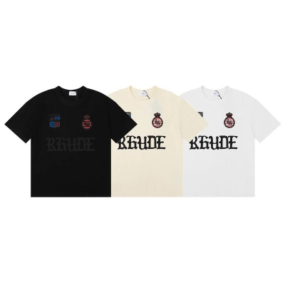 EM Sneakers Rhude T-shirt -50181 Black /White /Apricot 01