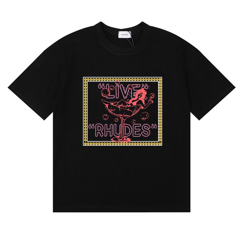 EM Sneakers Rhude T-shirt- 50183 Black /White /Apricot