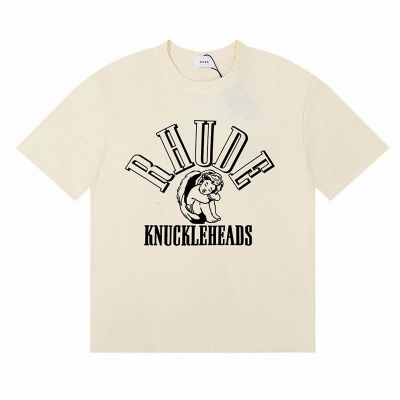 EM Sneakers Rhude T-shirt- 50187 Black /White /Apricot 02