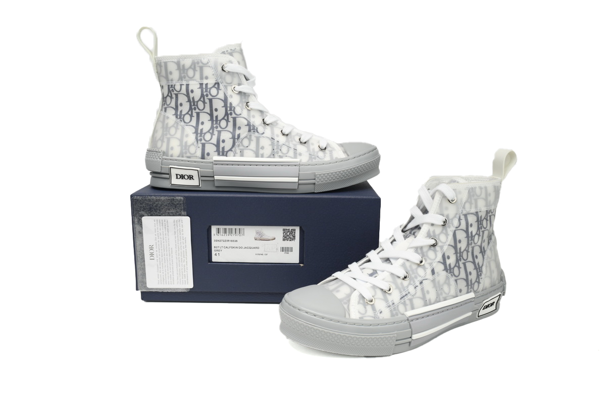 EM Sneakers Dior B23 HT Oblique Transparency High White Blue Gray